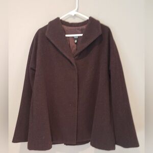 Eileen Fisher Deep Brown Wool Coat